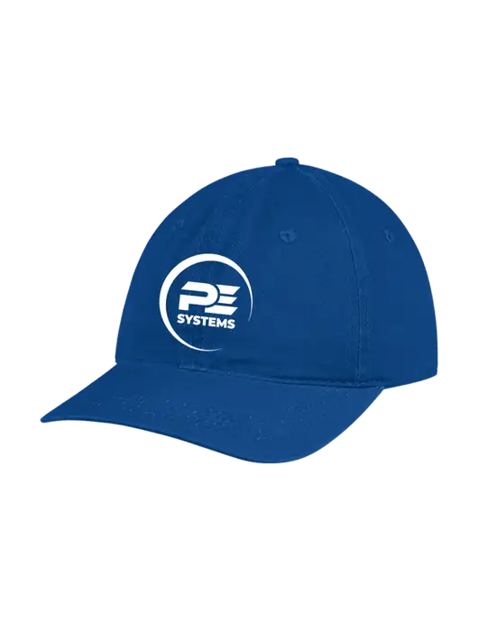 Garment Washed Unstructured Twill Royal Cap w/PE Systems Logo