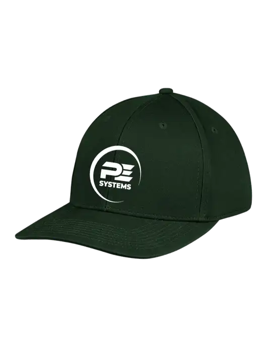 Premium Modern Structured Twill Dark Green Snapback Cap w/PE Systems Logo