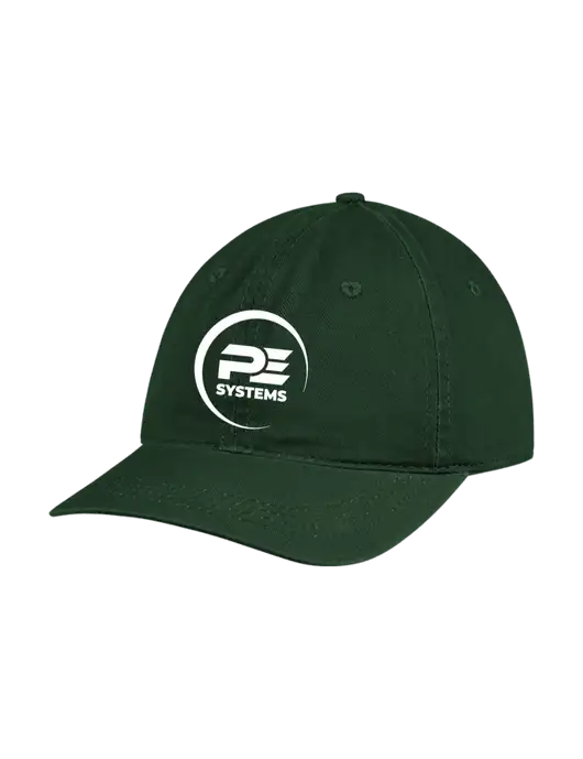 Garment Washed Unstructured Twill Dark Green Cap w/PE Systems Logo