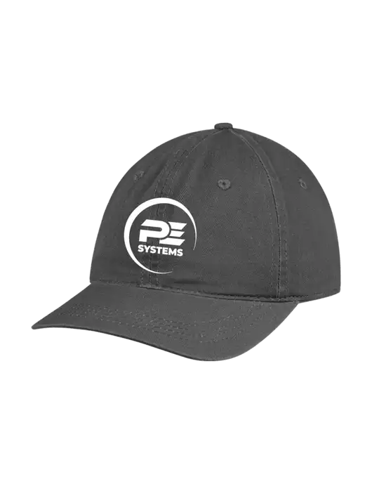 Garment Washed Unstructured Twill Charcoal Cap w/PE Systems Logo