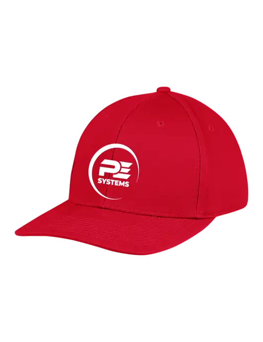 Premium Modern Structured Twill Red Snapback Cap w/PE Systems Logo