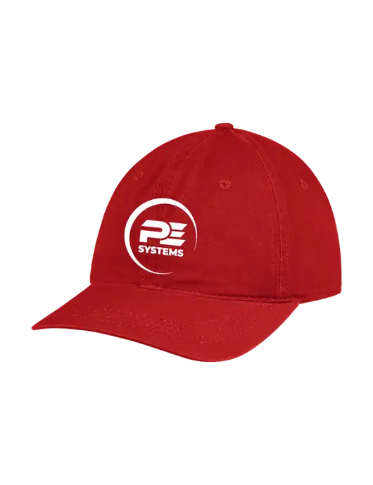 Garment Washed Unstructured Twill Red Cap w/PE Systems Logo