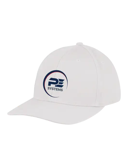 Premium Modern Structured Twill White Snapback Cap w/PE Systems Logo