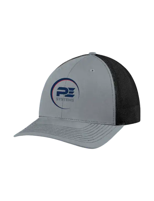 Richardson Adjustable Snapback Original 112 Trucker Cap Heather Grey w/Black Mesh w/PE Systems Logo