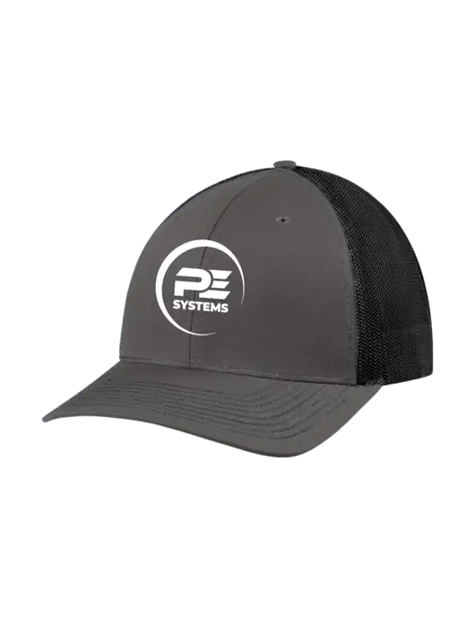 Richardson Adjustable Snapback Original 112 Trucker Cap Dark Grey w/Black Mesh w/PE Systems Logo