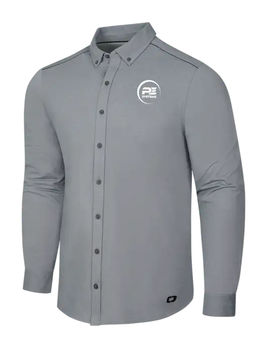 OGIO Medium Grey Heather Modern Code Stretch Button-Up Shirt w/PE Systems Logo