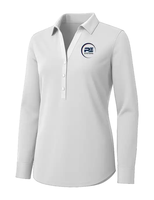 Womens White City Stretch Shirt w/PE Systems Logo