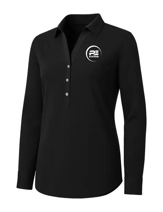Womens Black City Stretch Shirt w/PE Systems Logo
