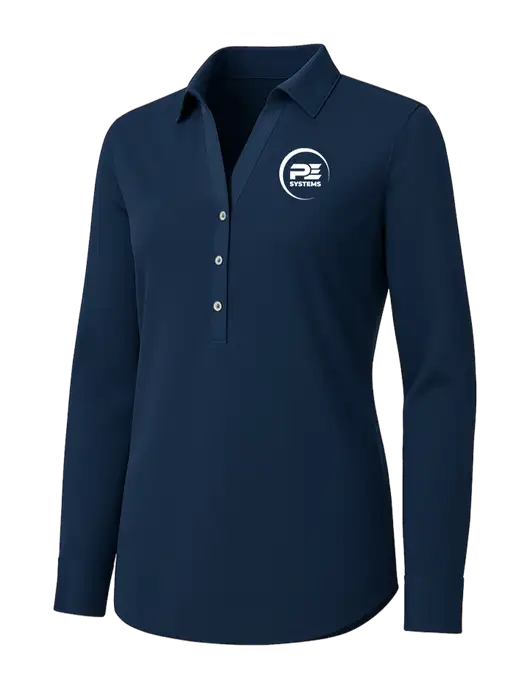 Womens Navy City Stretch Shirt w/PE Systems Logo