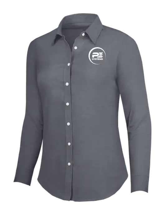 Dark Grey Womens SuperPro Oxford Shirt w/PE Systems Logo