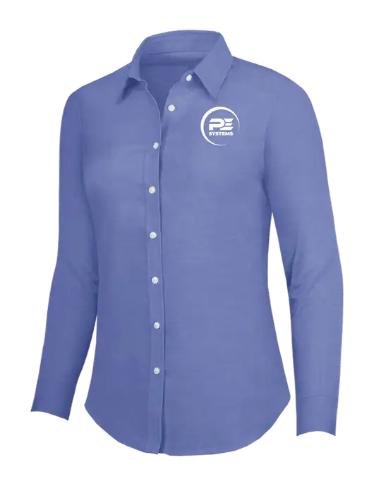 Navy Womens SuperPro Oxford Shirt w/PE Systems Logo