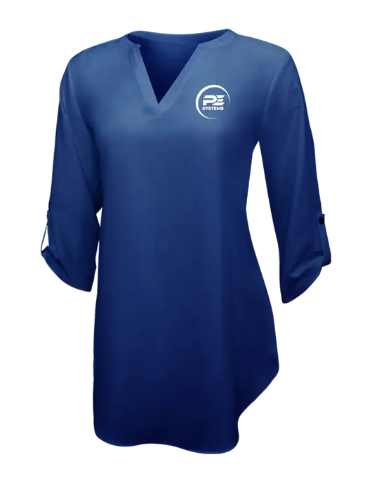 Dark Royal Womens 3/4 Sleeve Tunic Blouse w/PE Systems Logo