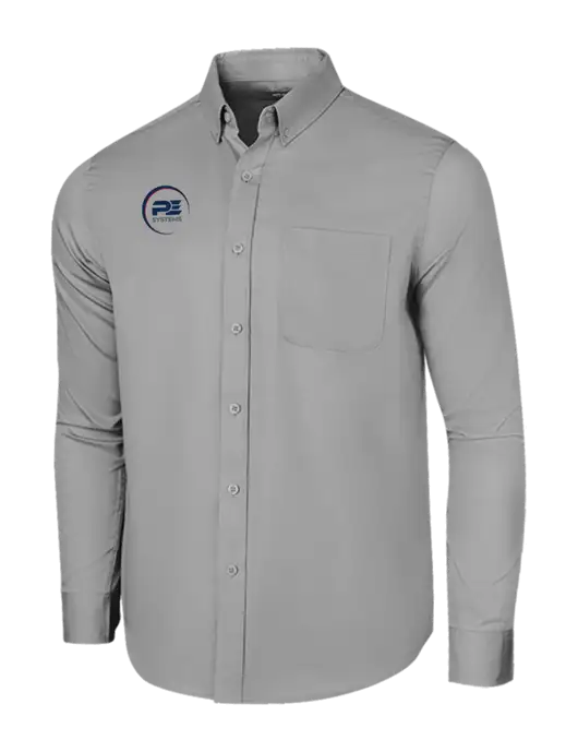 Long Sleeve Light Grey Superpro React Twill Shirt w/PE Systems Logo