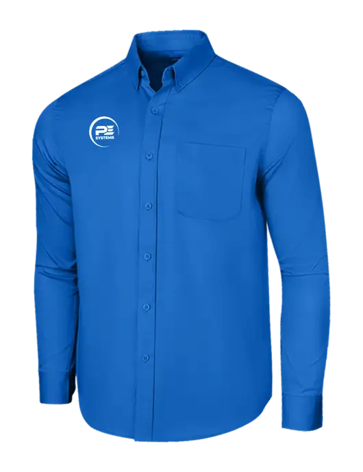 Long Sleeve Royal Blue Superpro React Twill Shirt w/PE Systems Logo