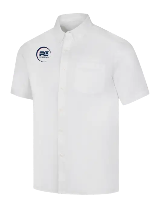 Short Sleeve White Superpro React Twill Shirt w/PE Systems Logo