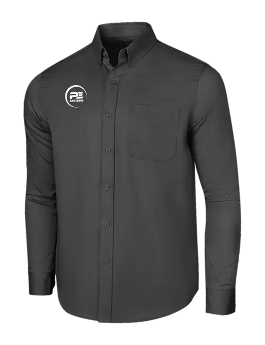 Long Sleeve Dark Grey Superpro React Twill Shirt w/PE Systems Logo