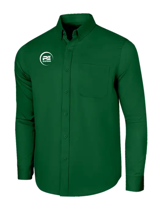Long Sleeve Dark Green Superpro React Twill Shirt w/PE Systems Logo