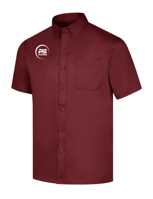 Short Sleeve Maroon Superpro React Twill Shirt w/PE Systems Logo