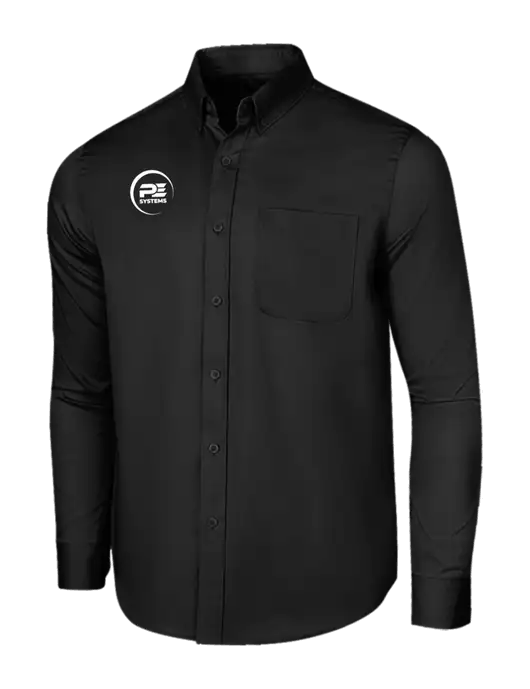 Long Sleeve Deep Black Superpro React Twill Shirt w/PE Systems Logo