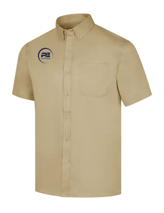 Short Sleeve Dark Tan Superpro React Twill Shirt w/PE Systems Logo