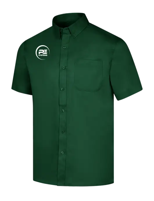 Short Sleeve Dark Green Superpro React Twill Shirt w/PE Systems Logo