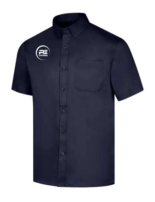 Short Sleeve Navy Superpro React Twill Shirt w/PE Systems Logo