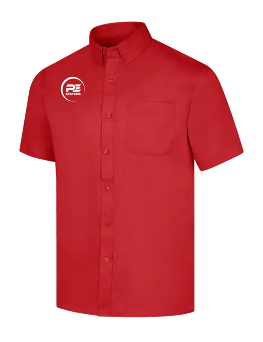 Short Sleeve Red Superpro React Twill Shirt w/PE Systems Logo