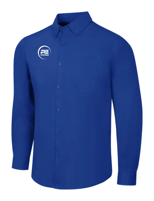 Dark Royal Long Sleeve Carefree Poplin Shirt w/PE Systems Logo