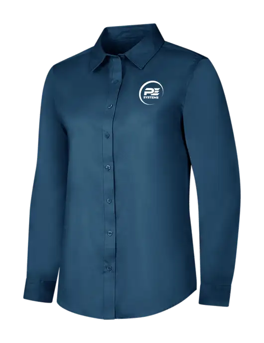 Light Navy Womens Long Sleeve Superpro React Twill Shirt w/PE Systems Logo