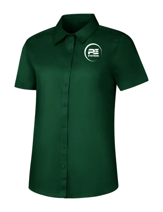 Womens Dark Green Short Sleeve Superpro React Twill Shirt w/PE Systems Logo