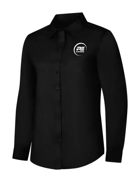 Womens Black Long Sleeve Superpro React Twill Shirt w/PE Systems Logo