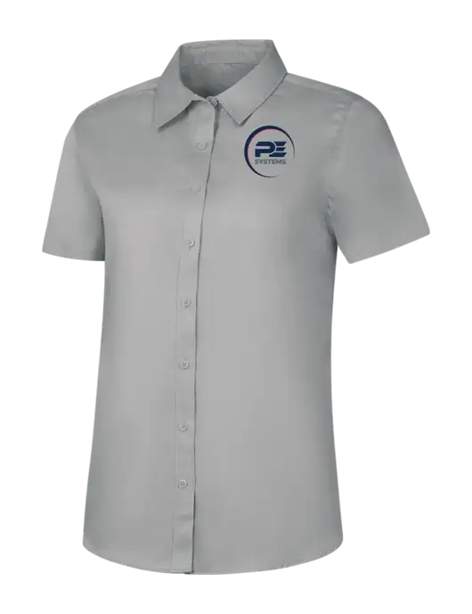 Womens Light Grey Short Sleeve Superpro React Twill Shirt w/PE Systems Logo