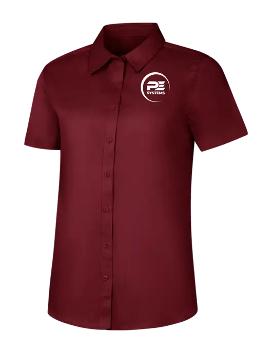 Womens Maroon Short Sleeve Superpro React Twill Shirt w/PE Systems Logo