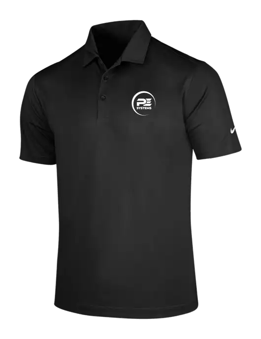 NIKE Black Dri-Fit Vertical Mesh Polo w/PE Systems Logo