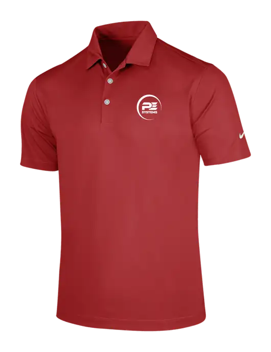 NIKE Red Dri-Fit Vertical Mesh Polo w/PE Systems Logo