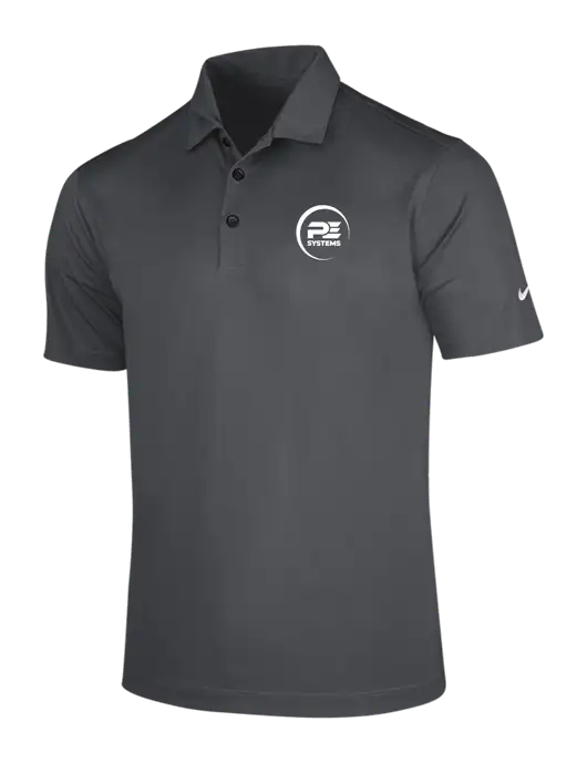 NIKE Dark Grey Dri-Fit Vertical Mesh Polo w/PE Systems Logo