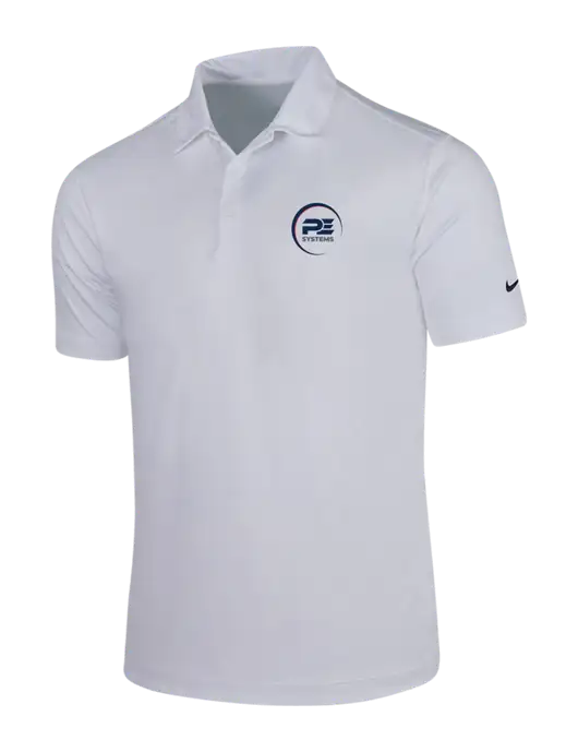 NIKE White Dri-Fit Vertical Mesh Polo w/PE Systems Logo