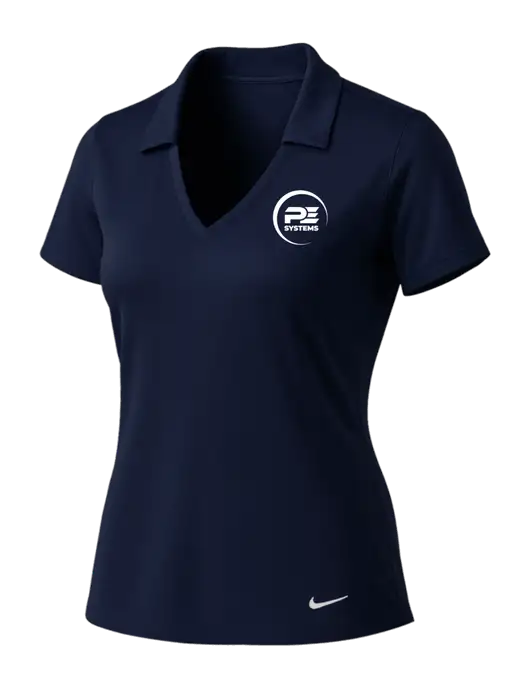 NIKE Dark Navy Womens Dri-Fit Vertical Mesh Polo w/PE Systems Logo