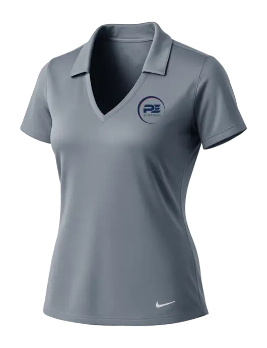 NIKE Medium Grey Womens Dri-Fit Vertical Mesh Polo w/PE Systems Logo