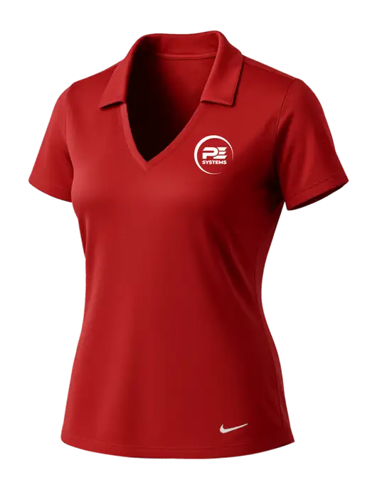 NIKE Red Womens Dri-Fit Vertical Mesh Polo w/PE Systems Logo