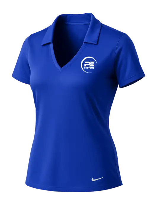 NIKE Dark Royal Womens Dri-Fit Vertical Mesh Polo w/PE Systems Logo