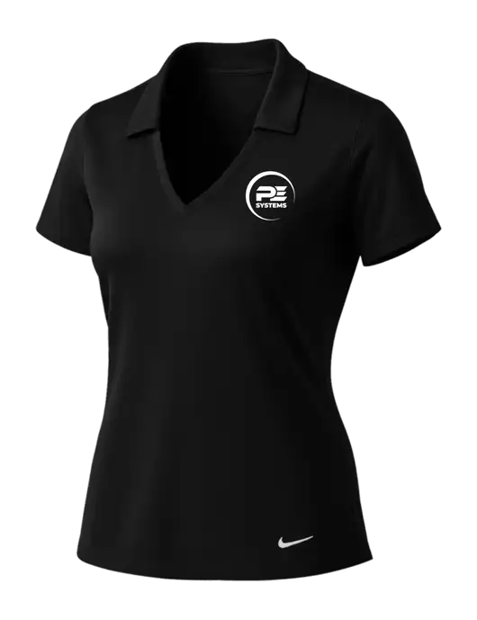 NIKE Black Womens Dri-Fit Vertical Mesh Polo w/PE Systems Logo