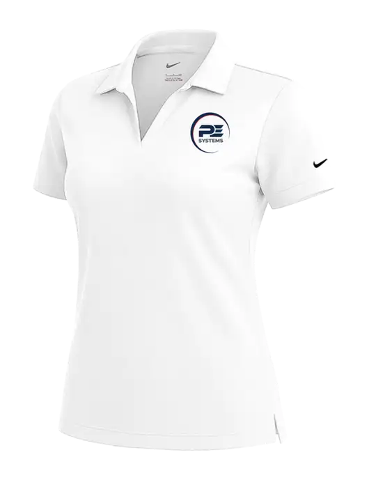 NIKE White Womens Dri-Fit Micro Pique Polo w/PE Systems Logo