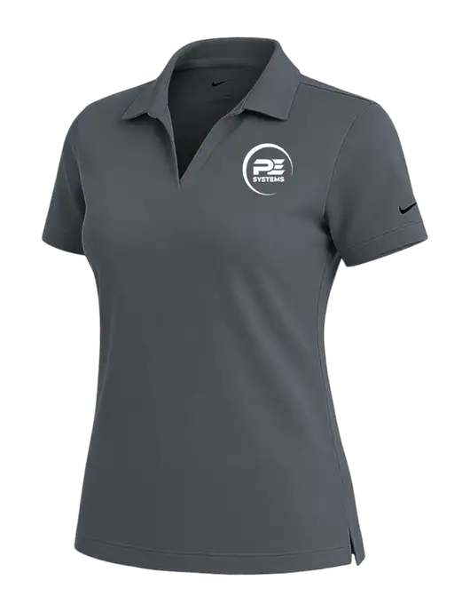 NIKE Dark Grey Womens Dri-Fit Micro Pique Polo w/PE Systems Logo
