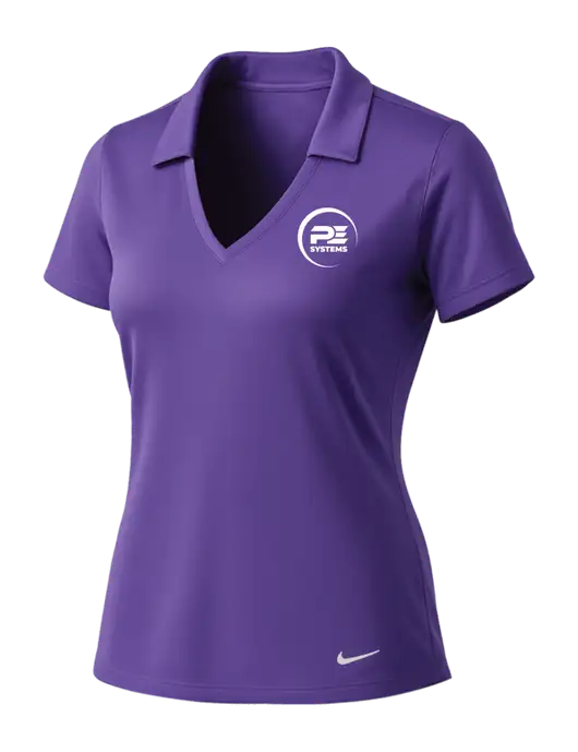 NIKE Purple Womens Dri-Fit Vertical Mesh Polo w/PE Systems Logo
