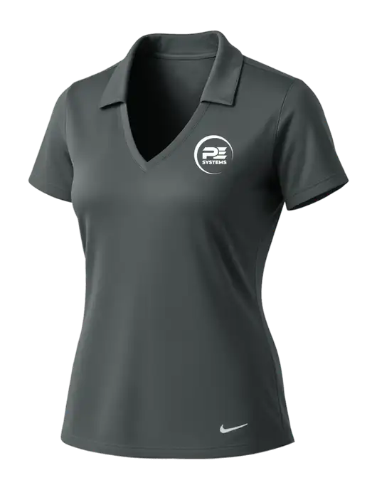 NIKE Dark Grey Womens Dri-Fit Vertical Mesh Polo w/PE Systems Logo