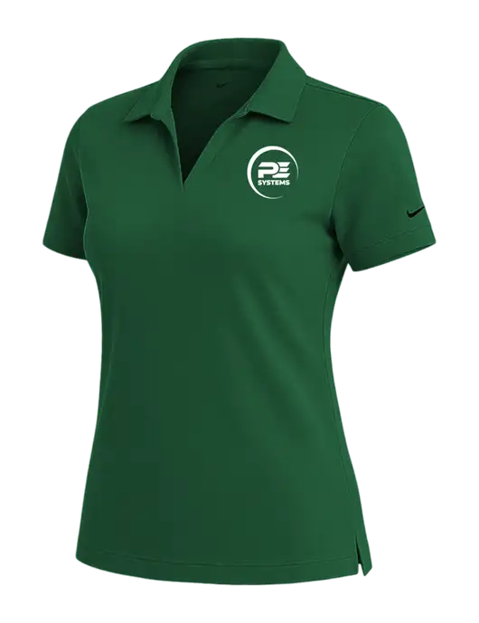 NIKE Dark Green Womens Dri-Fit Micro Pique Polo w/PE Systems Logo