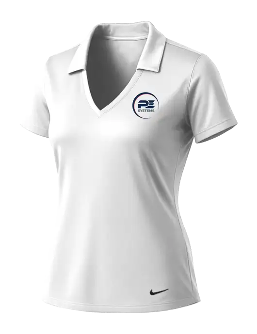 NIKE White Womens Dri-Fit Vertical Mesh Polo w/PE Systems Logo