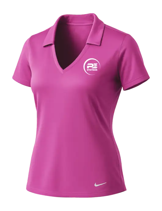 NIKE Pink Fire Womens Dri-Fit Vertical Mesh Polo w/PE Systems Logo