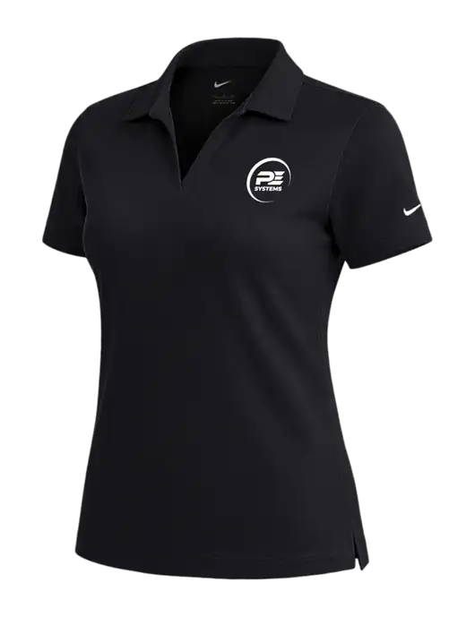 NIKE Black Womens Dri-Fit Micro Pique Polo w/PE Systems Logo